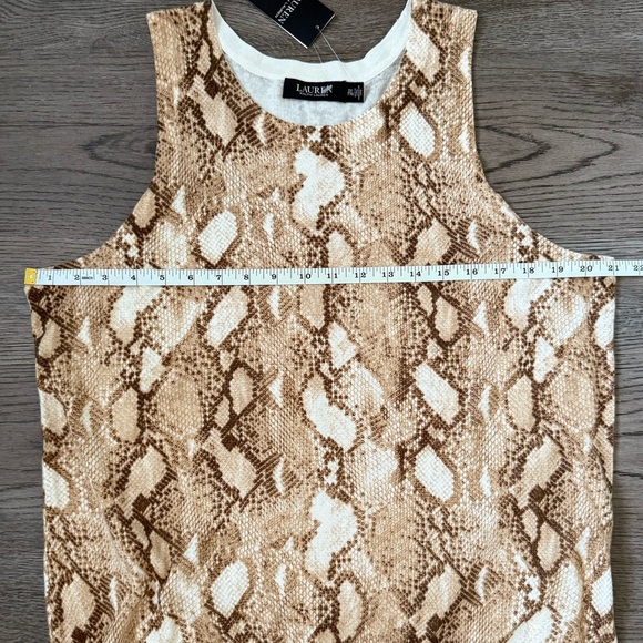 Lauren Ralph Lauren Snakeskin-Print Cotton-Blend Tank Top Size 2X - Brown - NWT - Picture 7 of 11